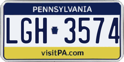 PA license plate LGH3574