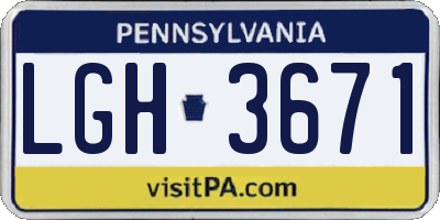PA license plate LGH3671