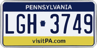 PA license plate LGH3749