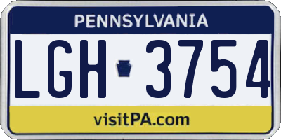 PA license plate LGH3754