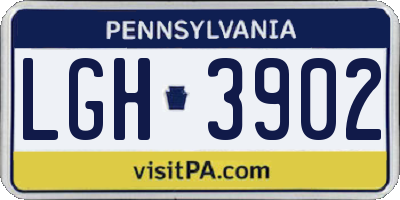 PA license plate LGH3902
