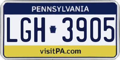 PA license plate LGH3905
