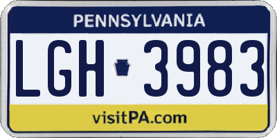PA license plate LGH3983