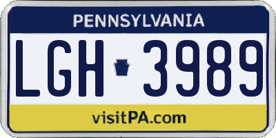 PA license plate LGH3989