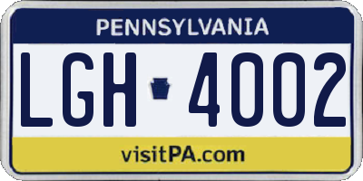 PA license plate LGH4002