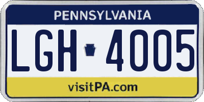 PA license plate LGH4005