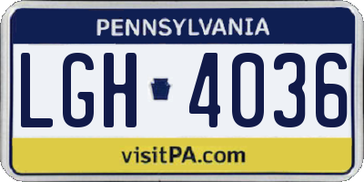 PA license plate LGH4036