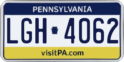 PA license plate LGH4062