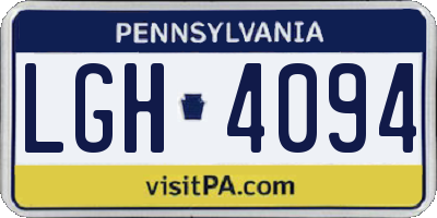 PA license plate LGH4094