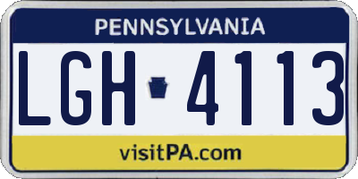 PA license plate LGH4113