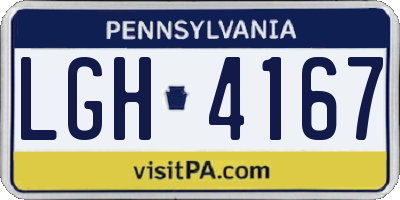 PA license plate LGH4167