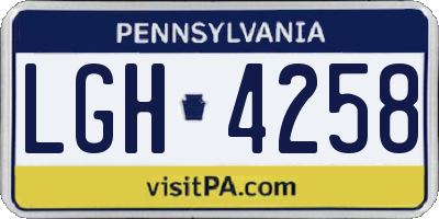 PA license plate LGH4258