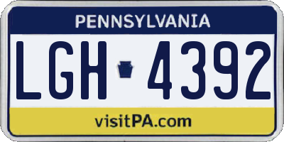 PA license plate LGH4392