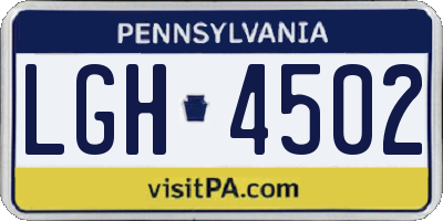 PA license plate LGH4502