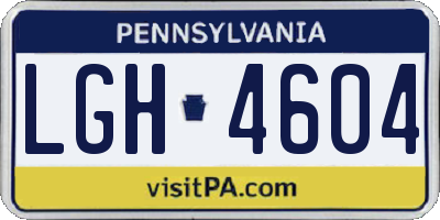 PA license plate LGH4604