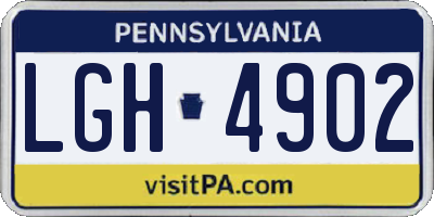 PA license plate LGH4902