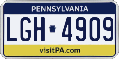 PA license plate LGH4909