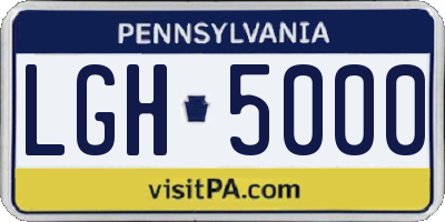 PA license plate LGH5000