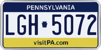 PA license plate LGH5072