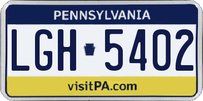 PA license plate LGH5402