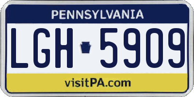 PA license plate LGH5909