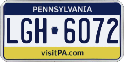 PA license plate LGH6072
