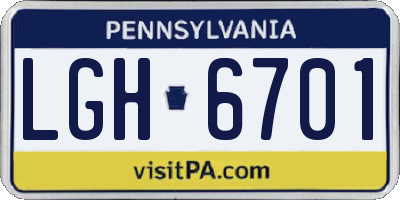PA license plate LGH6701