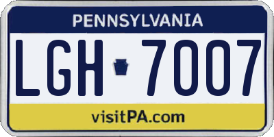 PA license plate LGH7007