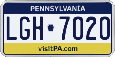 PA license plate LGH7020