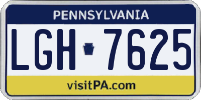 PA license plate LGH7625