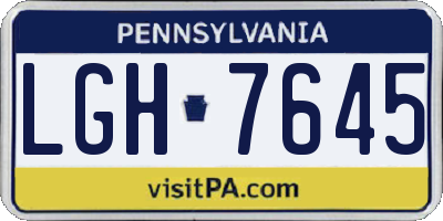 PA license plate LGH7645