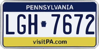 PA license plate LGH7672