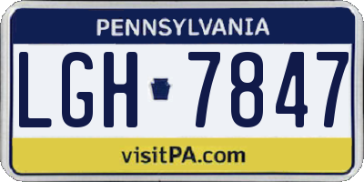 PA license plate LGH7847