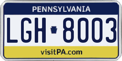 PA license plate LGH8003