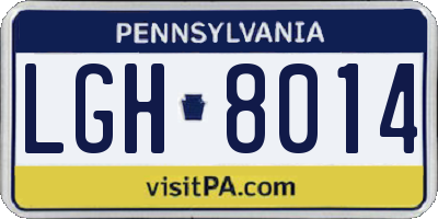 PA license plate LGH8014
