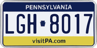 PA license plate LGH8017