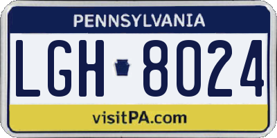 PA license plate LGH8024