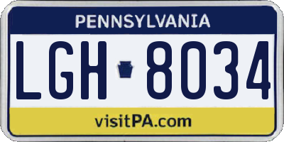PA license plate LGH8034