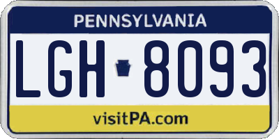 PA license plate LGH8093