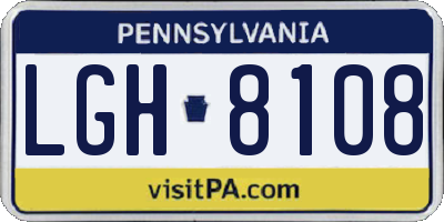 PA license plate LGH8108