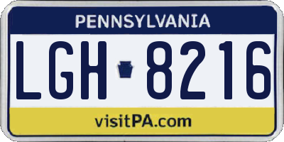 PA license plate LGH8216