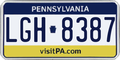 PA license plate LGH8387