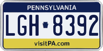 PA license plate LGH8392