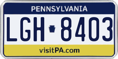 PA license plate LGH8403