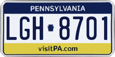 PA license plate LGH8701