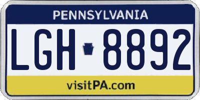 PA license plate LGH8892