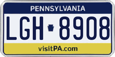 PA license plate LGH8908