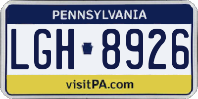 PA license plate LGH8926