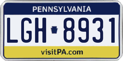 PA license plate LGH8931