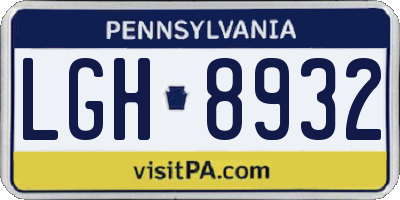 PA license plate LGH8932